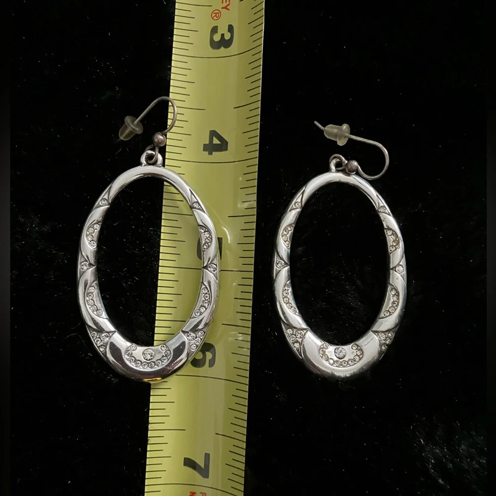 Brighton 💕 Beautiful Engraved Vintage Earrings with Sparkling Embedded Crystals - Picture 8 of 8